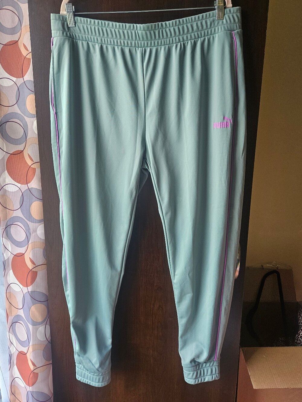 Puma Mint Green Joggers with Purple Piping Size XL